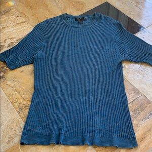 BACI silk/cotton 1/2 sleeve stretch ribbed sweater